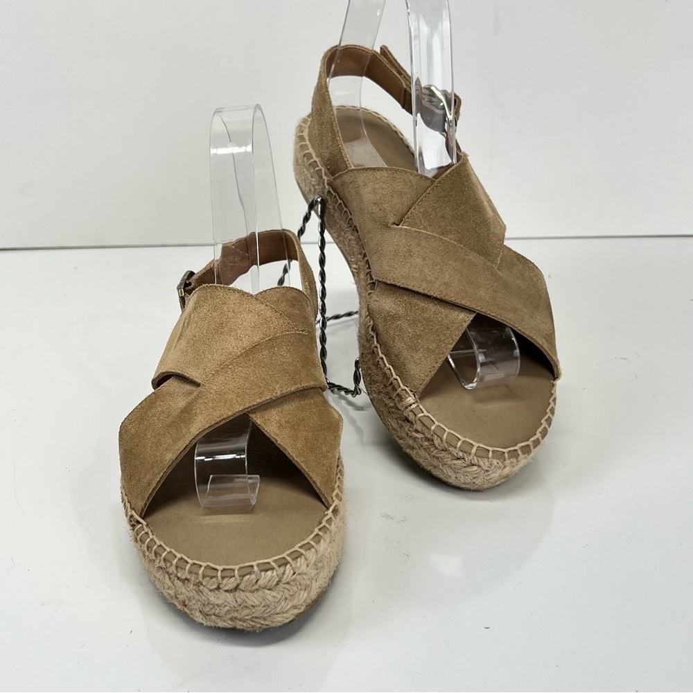 PASEART Taupe suede platform sling back espadrilles size - Picture 2 of 10
